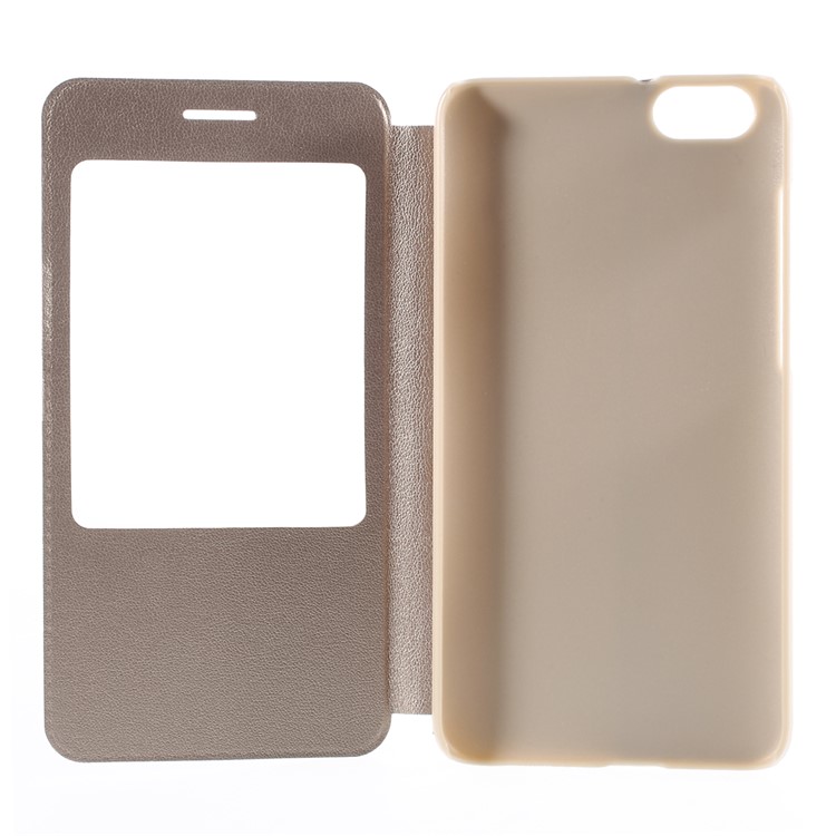 View Window Leather Stand Shell for Huawei Honor Play 4X - Champagne-5