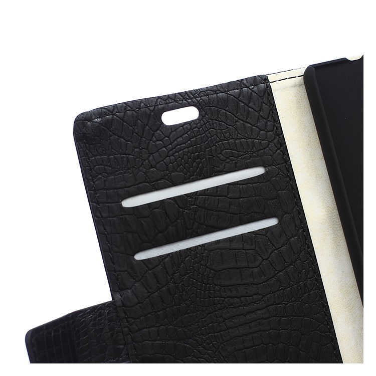 Crocodile Texture Leather Wallet Case for Huawei Ascend P8 Lite with Stand - Black-5
