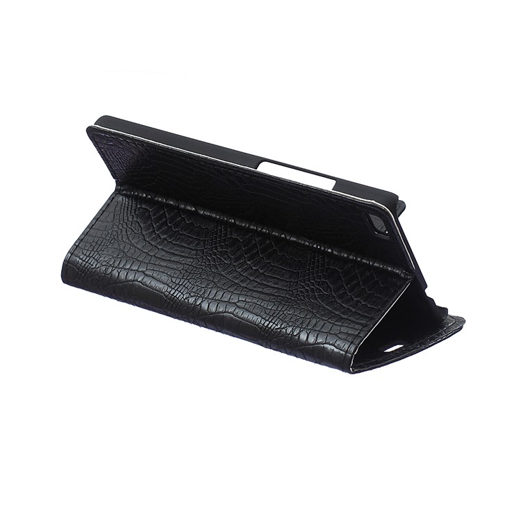 Crocodile Texture Leather Wallet Case for Huawei Ascend P8 Lite with Stand - Black-6