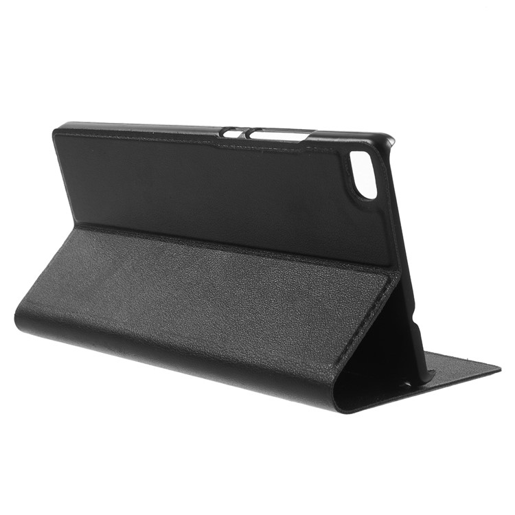 Window View Smart Leather Phone Case for Huawei Ascend P8 - Black-3