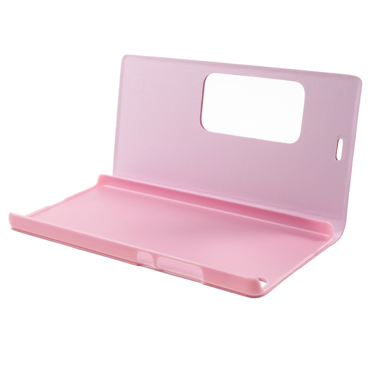 Window View Smart Leather Protective Case for Huawei Ascend P8 - Pink-8