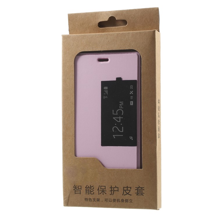 Window View Smart Leather Protective Case for Huawei Ascend P8 - Pink-9