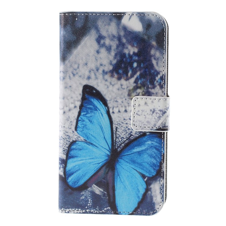 Blue Butterfly Flip Wallet Leather Phone Case for Huawei Y625-3