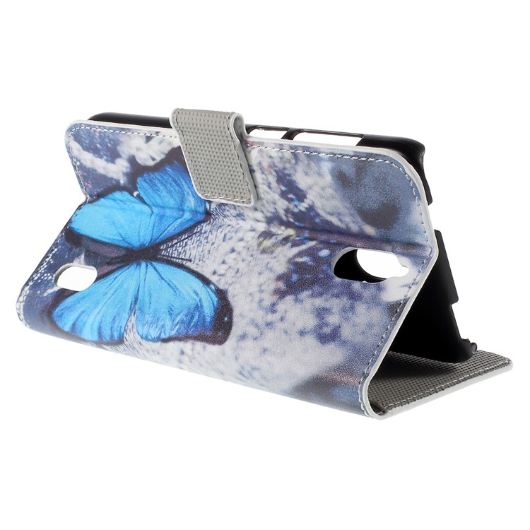 Blue Butterfly Flip Wallet Leather Phone Case for Huawei Y625-5