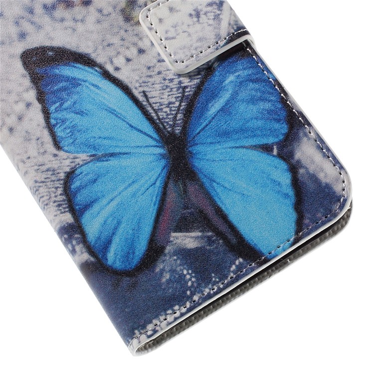 Blue Butterfly Flip Wallet Leather Phone Case for Huawei Y625-7