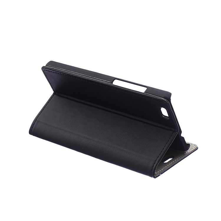 Wallet Leather Case for Huawei Ascend P8 Lite with Stand - Black-4