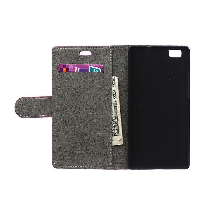 Wallet Leather Case for Huawei Ascend P8 Lite with Stand - Black-7