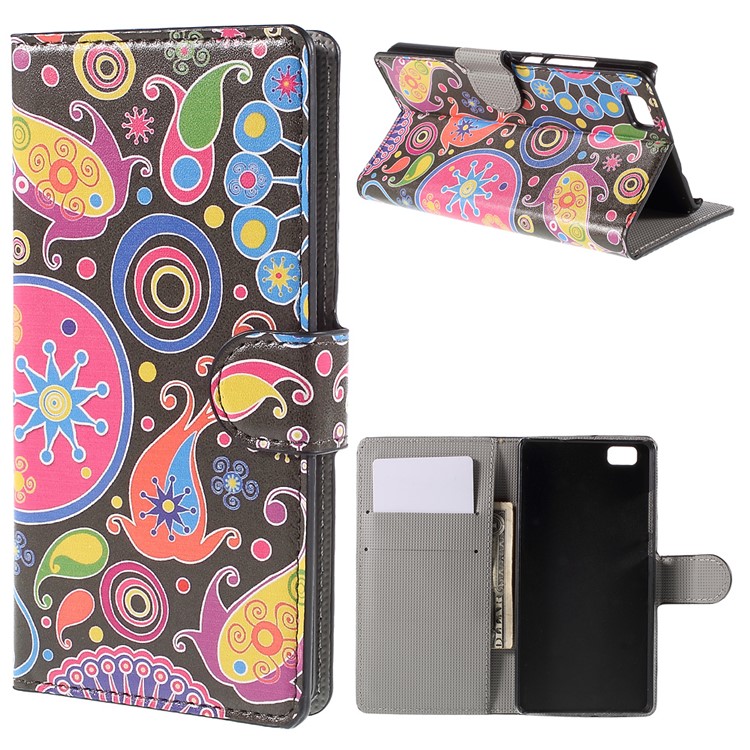 Paisley Flower Flip Wallet Leather Cover for Huawei Ascend P8 Lite-1