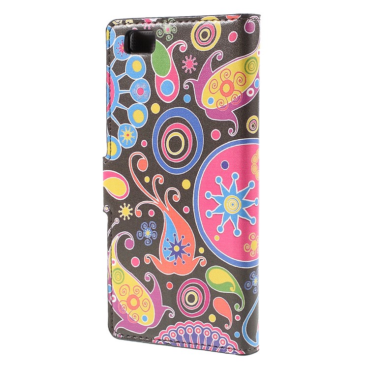 Paisley Flower Flip Wallet Leather Cover for Huawei Ascend P8 Lite-2