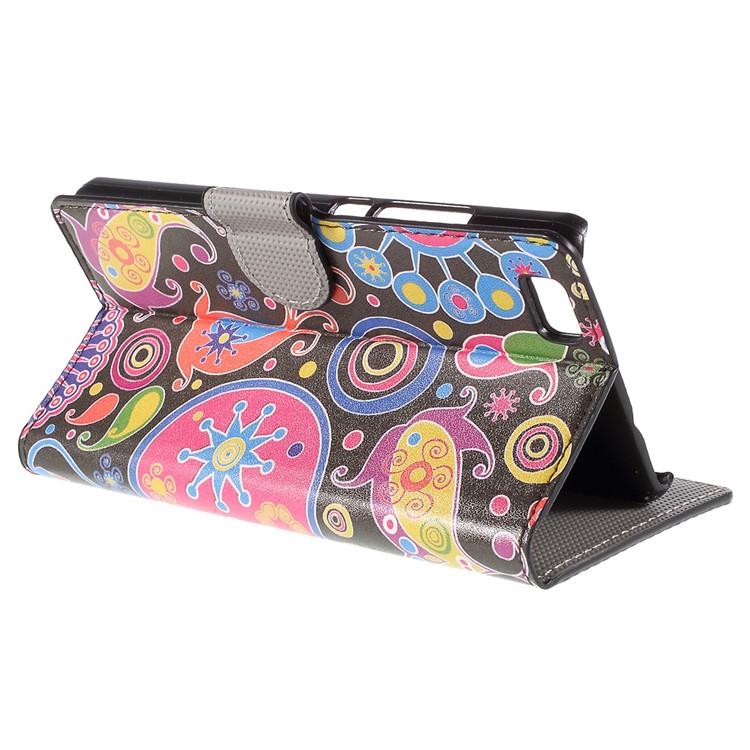 Paisley Flower Flip Wallet Leather Cover for Huawei Ascend P8 Lite-5