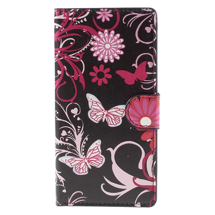 Butterflies and Flowers Wallet Leather Shell for Huawei Ascend P8 Lite-3
