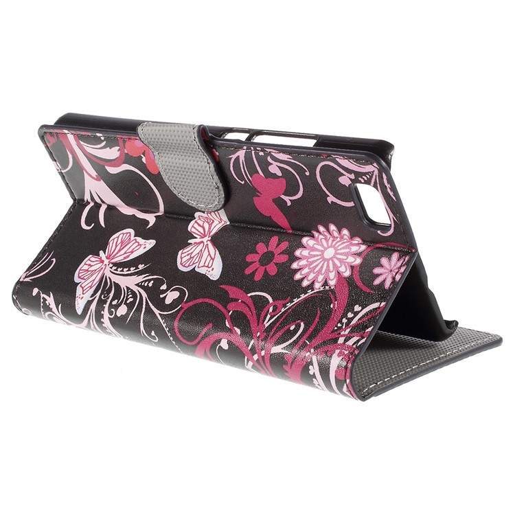 Butterflies and Flowers Wallet Leather Shell for Huawei Ascend P8 Lite-5