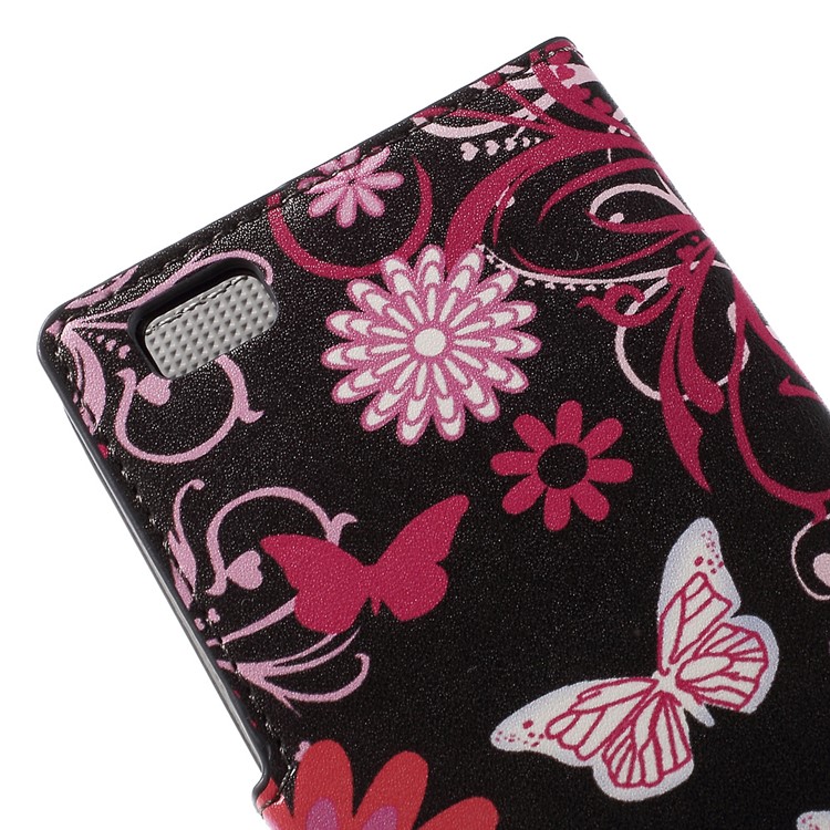 Butterflies and Flowers Wallet Leather Shell for Huawei Ascend P8 Lite-9