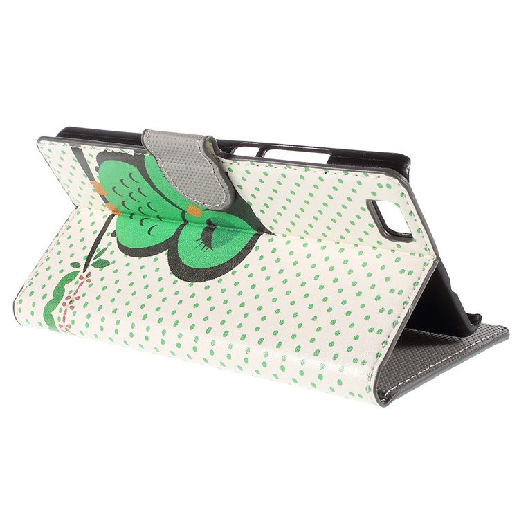 Green Napping Owl Wallet PU Leather Shell for Huawei Ascend P8 Lite-5