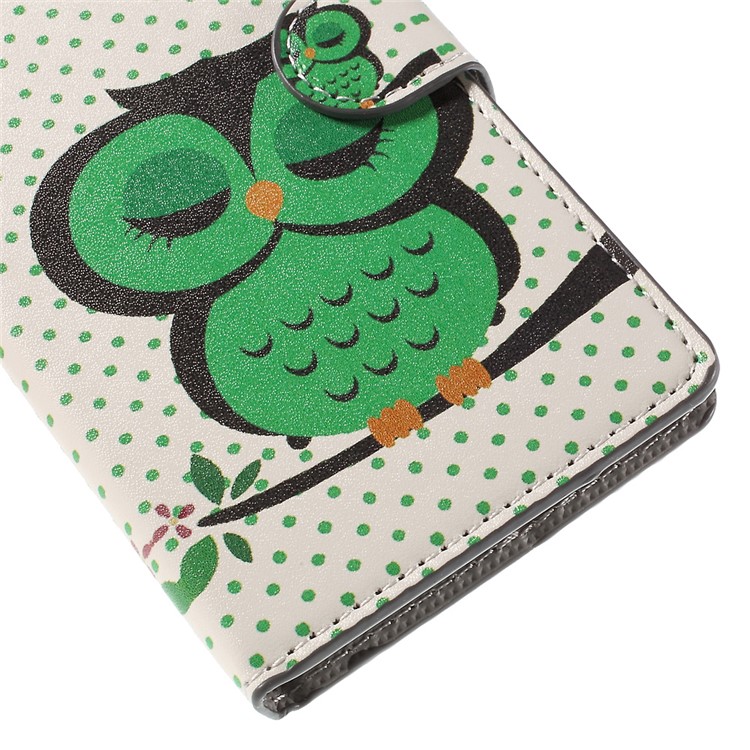 Green Napping Owl Wallet PU Leather Shell for Huawei Ascend P8 Lite-8