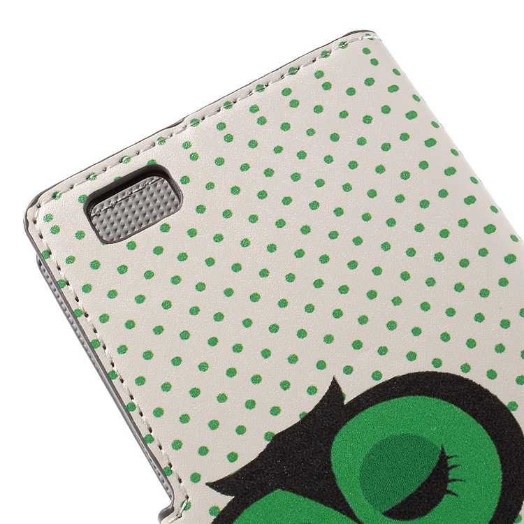 Green Napping Owl Wallet PU Leather Shell for Huawei Ascend P8 Lite-9