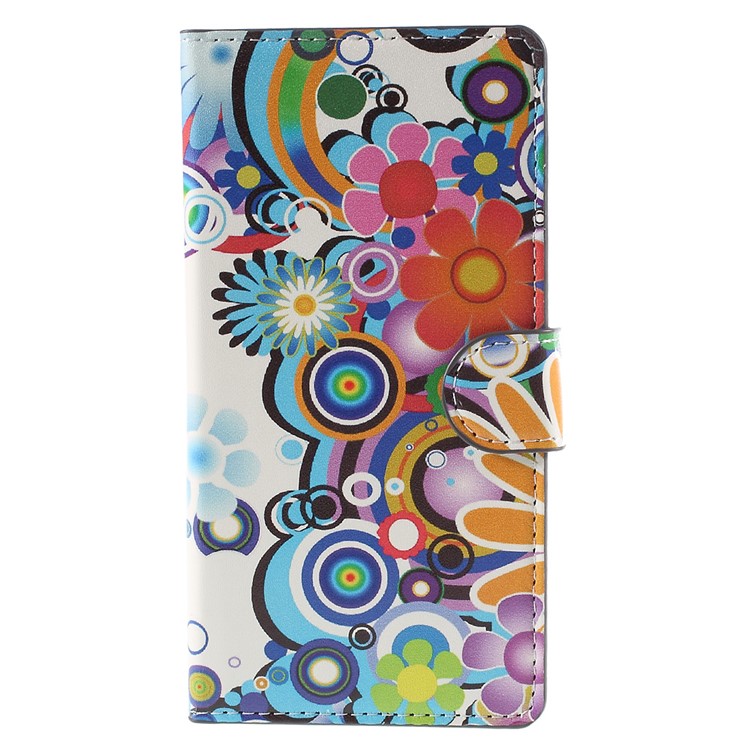 Colorized Flowers Magnetic Wallet Leatherette Shell for Huawei Ascend P8 Lite-3