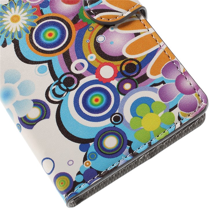 Colorized Flowers Magnetic Wallet Leatherette Shell for Huawei Ascend P8 Lite-8