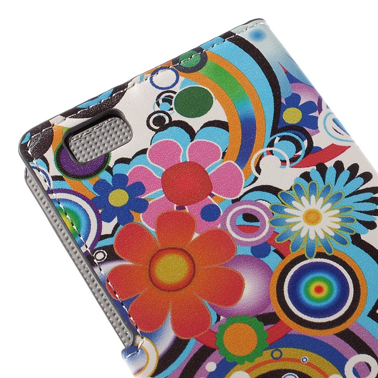 Colorized Flowers Magnetic Wallet Leatherette Shell for Huawei Ascend P8 Lite-9
