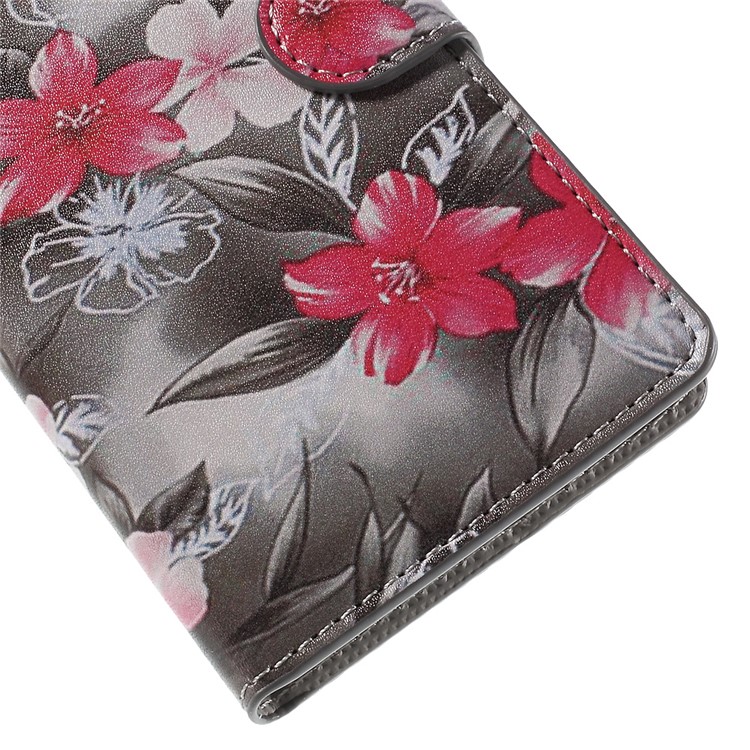 Red Flower Magnetic Wallet Leatherette Case for Huawei Ascend P8 Lite-8
