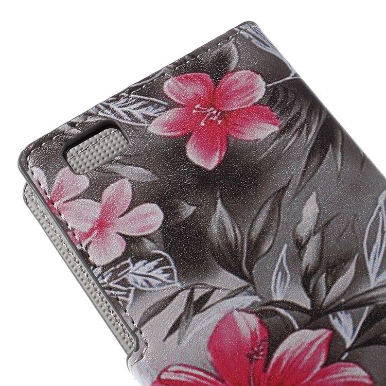 Red Flower Magnetic Wallet Leatherette Case for Huawei Ascend P8 Lite-9