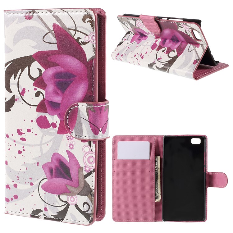 Kapok Flower Magnetic Wallet Leatherette Cover for Huawei Ascend P8 Lite-1