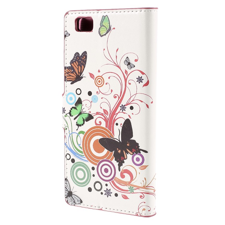 Butterflies and Circles Card Holder Leatherette Cover for Huawei Ascend P8 Lite-2