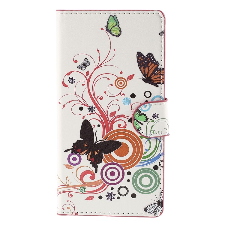 Butterflies and Circles Card Holder Leatherette Cover for Huawei Ascend P8 Lite-3