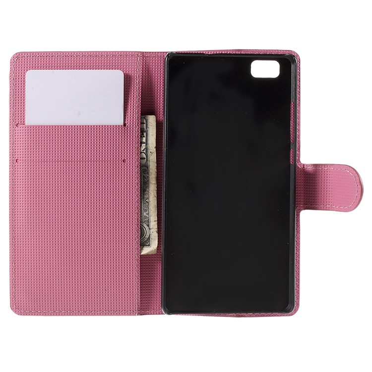 Butterflies and Circles Card Holder Leatherette Cover for Huawei Ascend P8 Lite-5