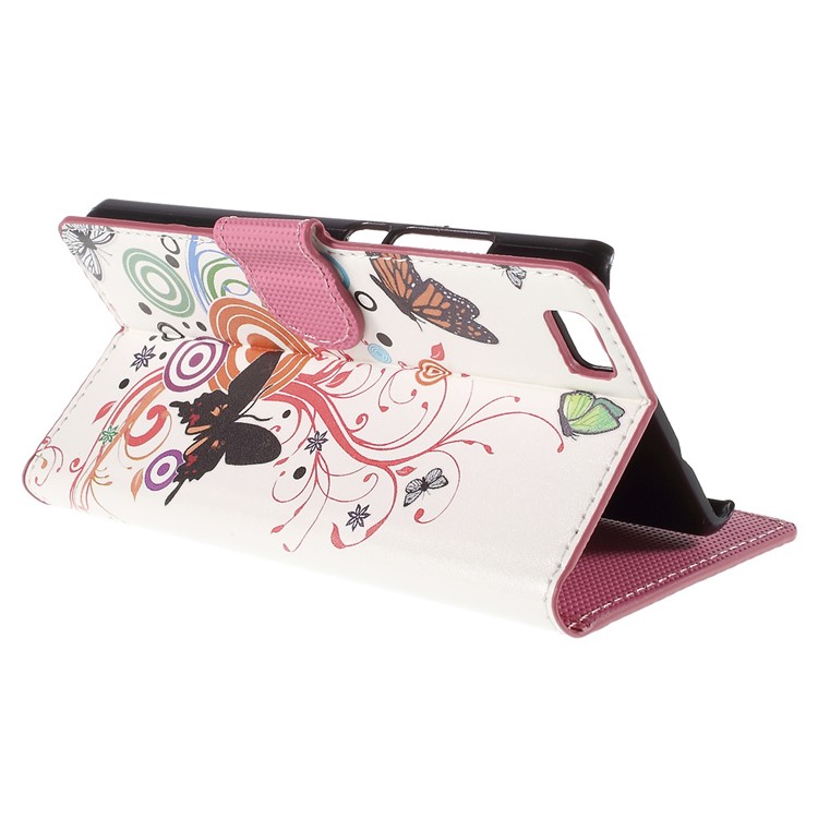 Butterflies and Circles Card Holder Leatherette Cover for Huawei Ascend P8 Lite-6