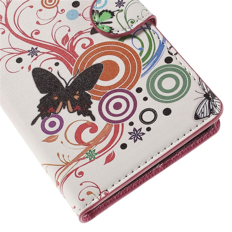 Butterflies and Circles Card Holder Leatherette Cover for Huawei Ascend P8 Lite-8