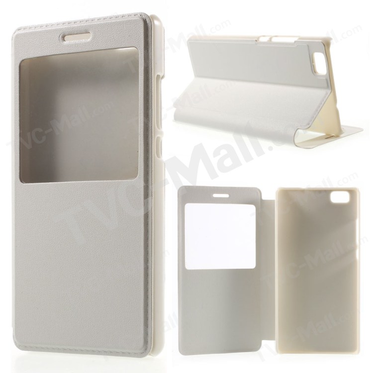 View Window Leather Cover for Huawei Ascend P8 Lite - White-1
