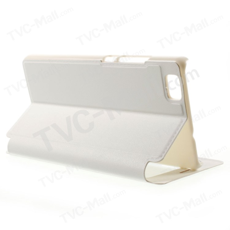 View Window Leather Cover for Huawei Ascend P8 Lite - White-3