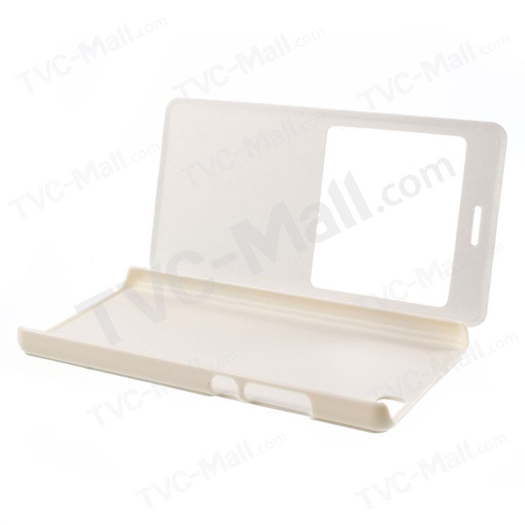 View Window Leather Cover for Huawei Ascend P8 Lite - White-5