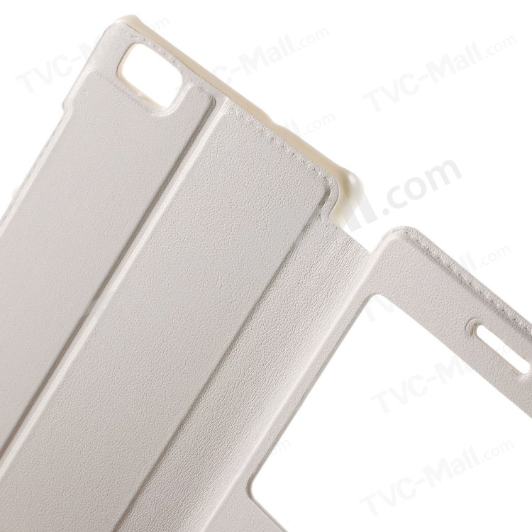 View Window Leather Cover for Huawei Ascend P8 Lite - White-6