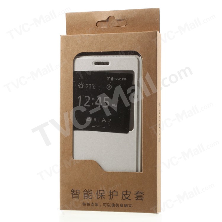 View Window Leather Cover for Huawei Ascend P8 Lite - White-8