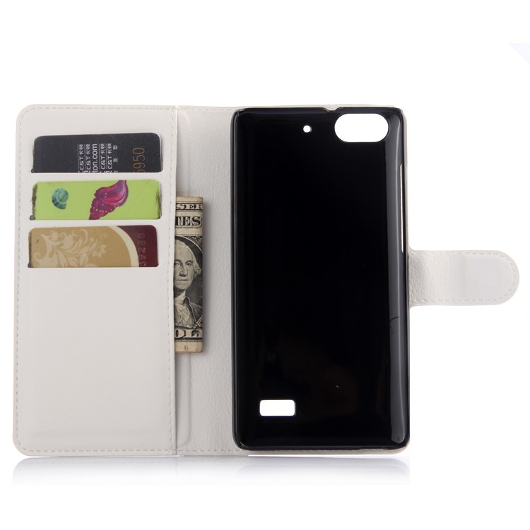 Litchi Grain Wallet Leather Stand Case for Huawei Honor 4C - White-4