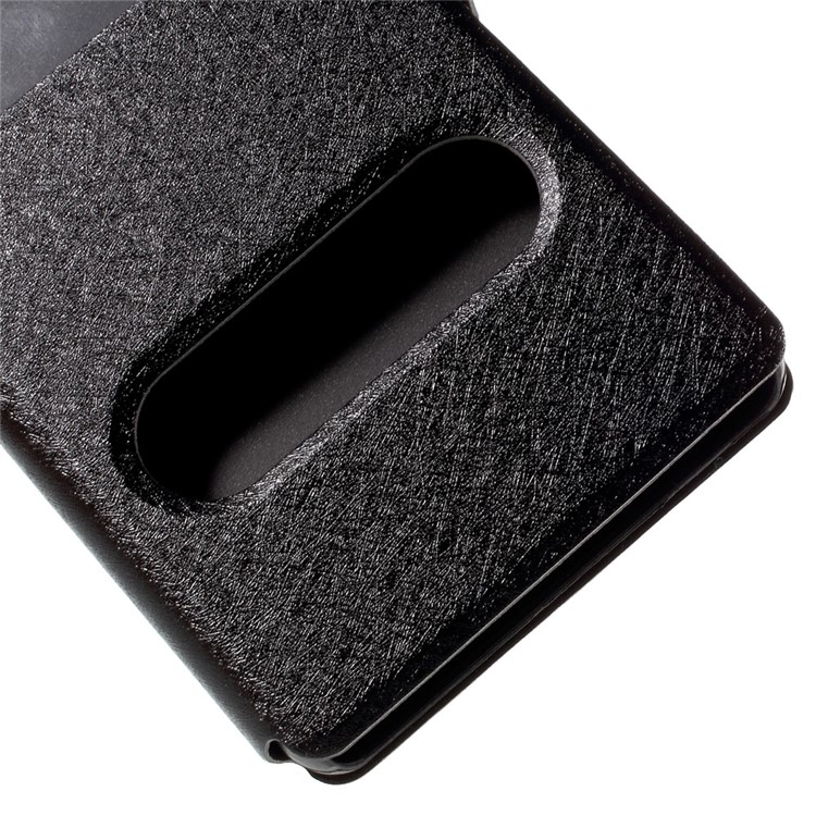 Double Windows Silk Texture Leather Case for Huawei Ascend P8 Lite - Black-7