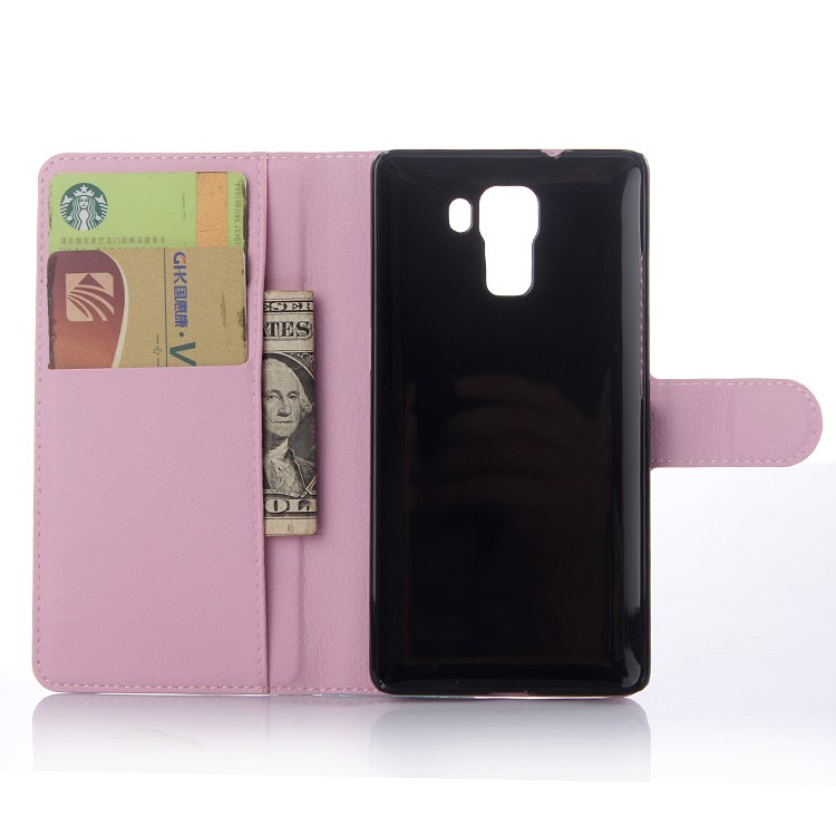 Litchi Skin Wallet Leather Stand Case for Huawei Honor 7 / 7 Premium - Pink-4