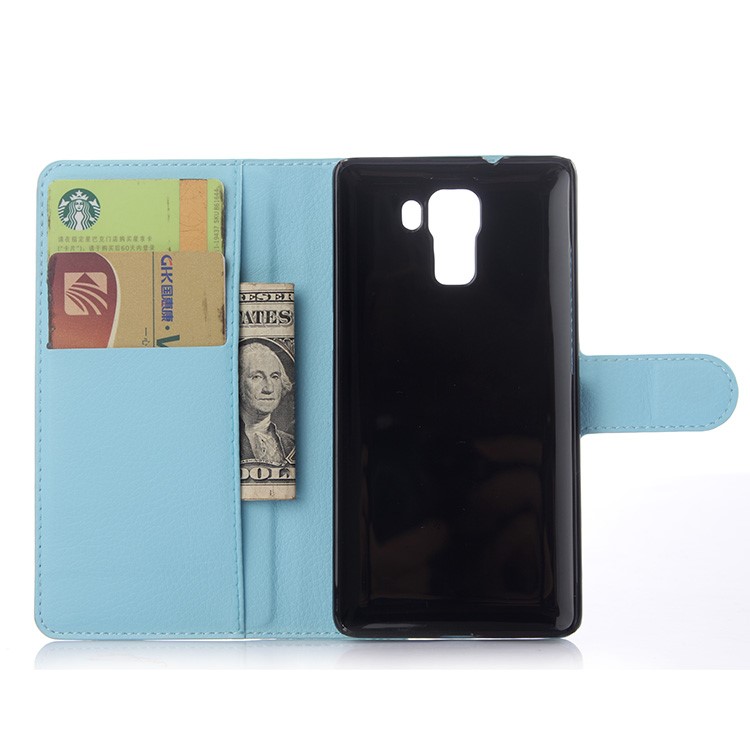 Litchi Skin Leather Card Holder Cover for Huawei Honor 7 / 7 Premium - Baby Blue-4
