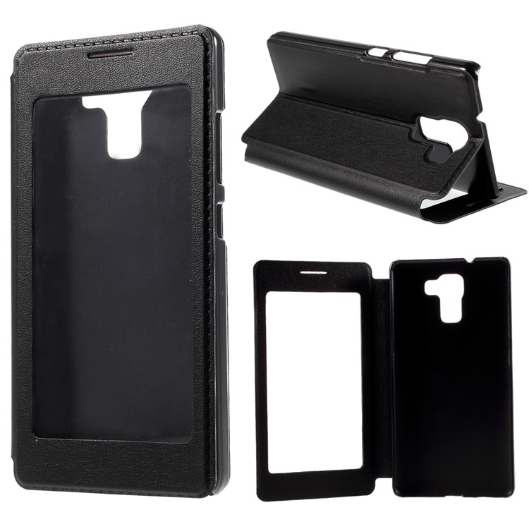 Multifunctional View Window Leather Phone Case for Huawei Honor 7 / 7 Premium - Black-1