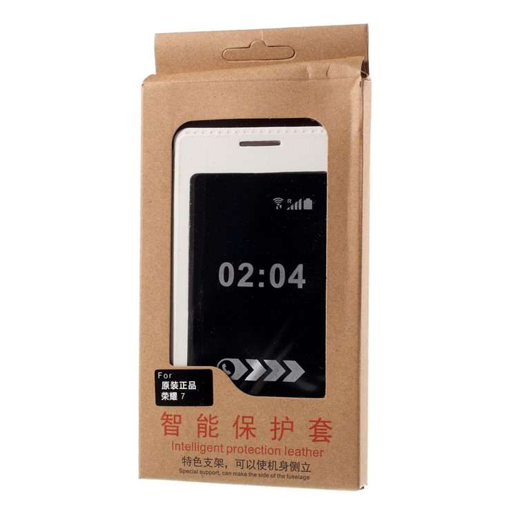 Multifunctional View Window Leather Phone Case for Huawei Honor 7 / 7 Premium - White-9
