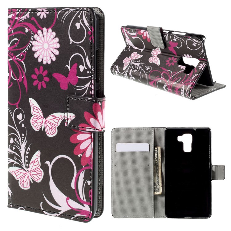 Floral and Butterflies for Huawei Honor 7 / 7 Premium Wallet Stand Leather Case-1