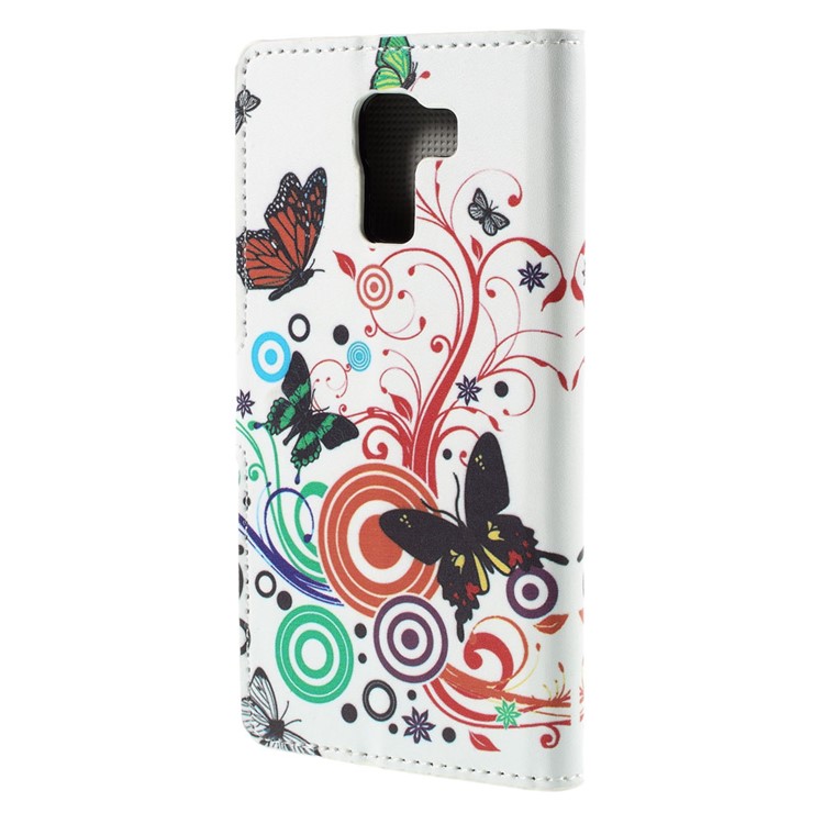Butterflies and Circles for Huawei Honor 7 / 7 Premium Leather Stand Shell-3