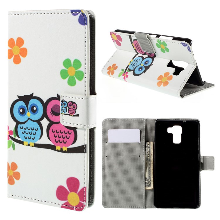 Owl Lovers Leather Stand Cover for Huawei Honor 7 / 7 Premium-1