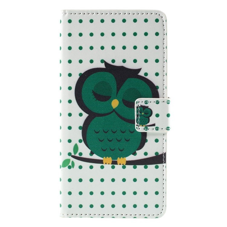 Green Napping Owl Leather Stand Cover for Huawei Honor 7 / 7 Premium-3