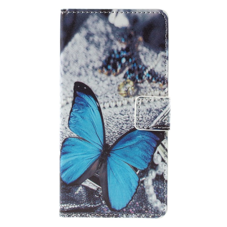 Blue Butterfly Leather Stand Cover for Huawei Honor 7 / 7 Premium-3