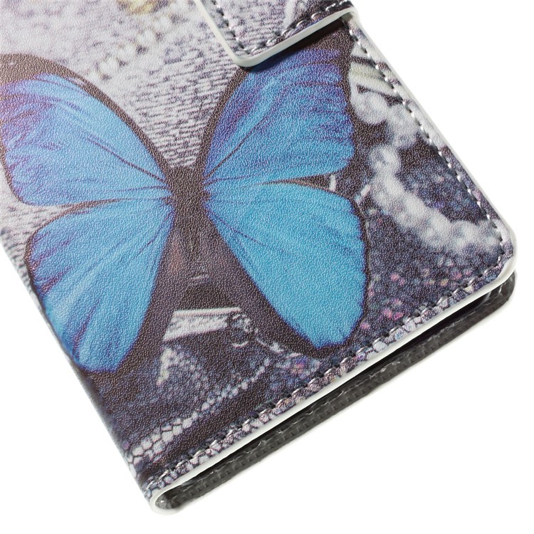 Blue Butterfly Leather Stand Cover for Huawei Honor 7 / 7 Premium-7