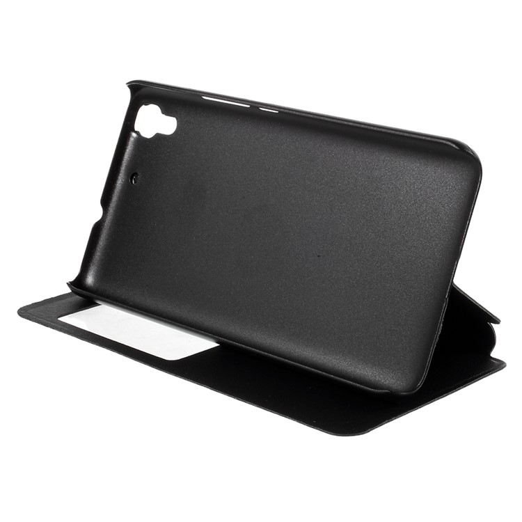 Window View Leather Stand Case for Huawei Honor 4A / Y6 - Black-4
