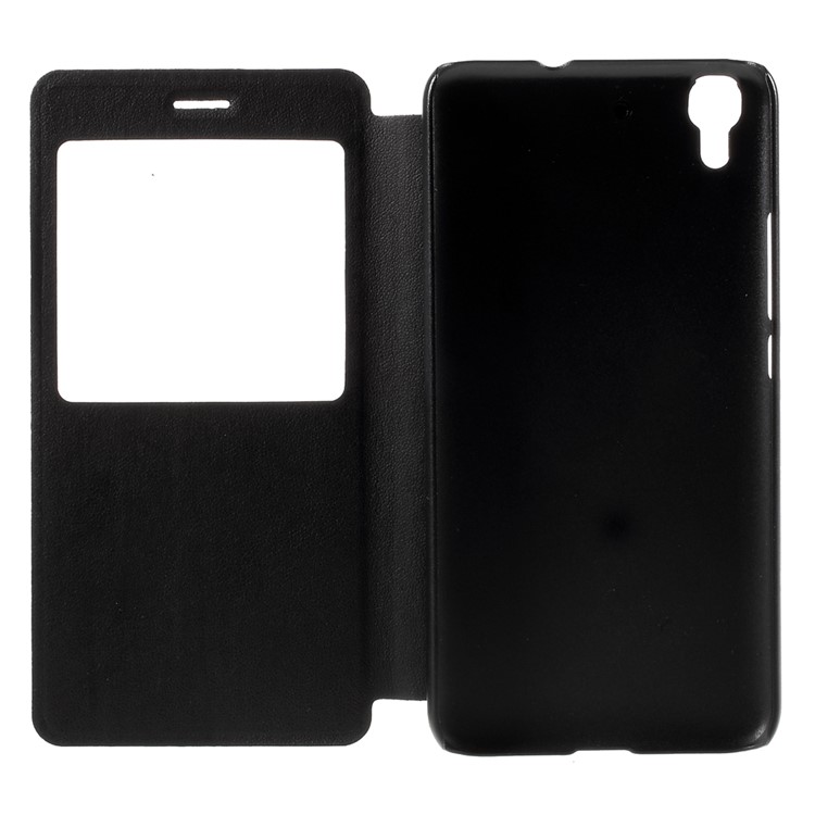 Window View Leather Stand Case for Huawei Honor 4A / Y6 - Black-6